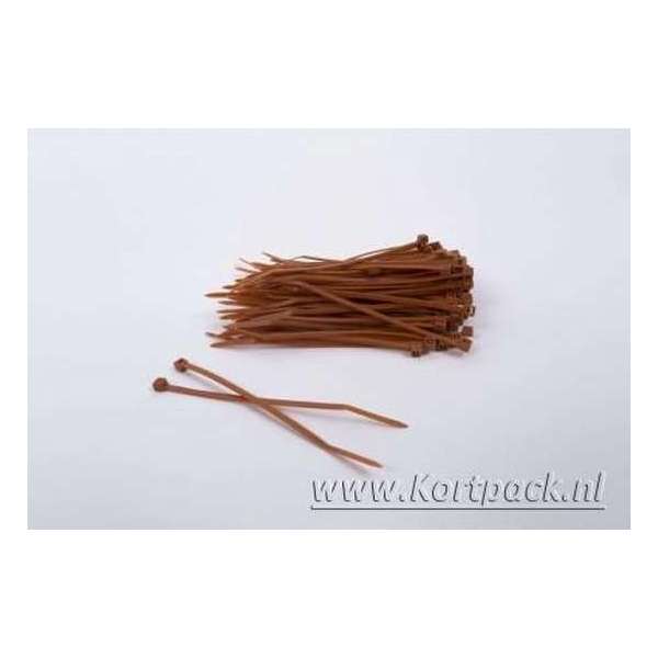 1000 stuks Bruine kabelbinders 2.5mm x 100mm (099.0394) 1000 stuks Bruine kabelbinders 2.5mm x 100mm (099.0394)