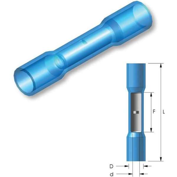 Nylon krimp doorverbinder Blauw 25st - Kabelschoen - AMP connector Nylon krimp doorverbinder Blauw 25st - Kabelschoen - AMP connector