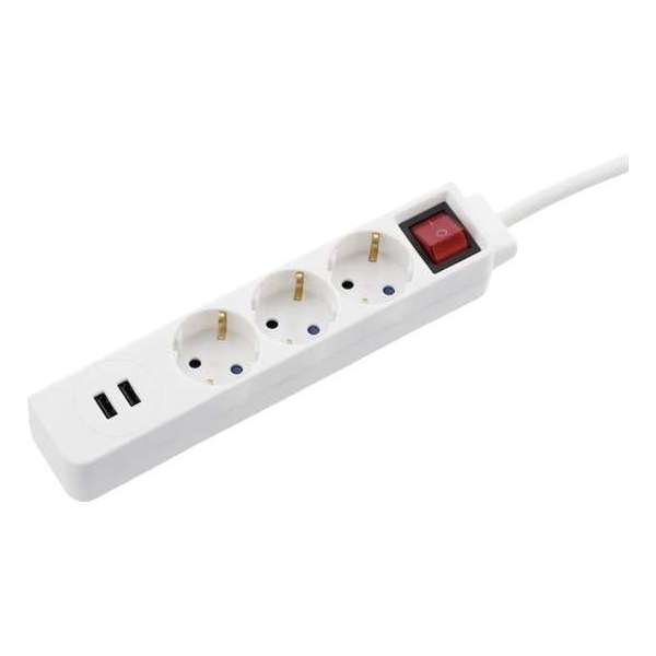 Hama Stekkerdoos "USB 3,4A", 3-voudig, wit Hama Stekkerdoos "USB 3,4A", 3-voudig, wit