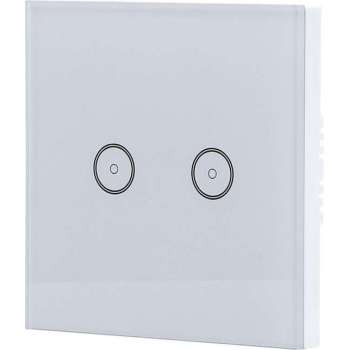 Touchschakelaar Smart WiFi - Aigi Smarton - Inbouw - 2-voudig Touch Schakelaar - Incl. Glazen Afdekraam - Wit - BSE