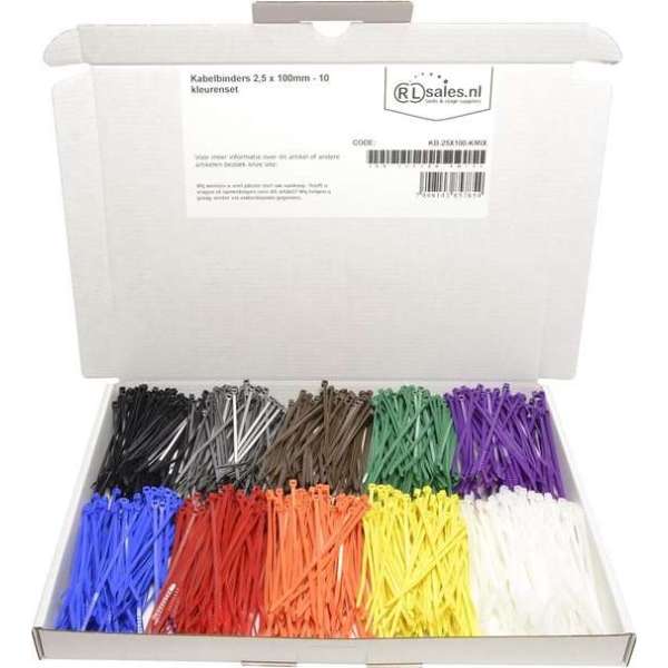Kabelbinders 2,5 x 100mm - 10 kleurenset Kabelbinders 2,5 x 100mm - 10 kleurenset