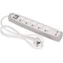 5-VOUDIGE STEKKERDOOS MET SCHAKELAAR - 2 USB-POORTEN - GRIJS/WIT - PENAARDE - !! VOOR BELGIË EN FRANKRIJK !!