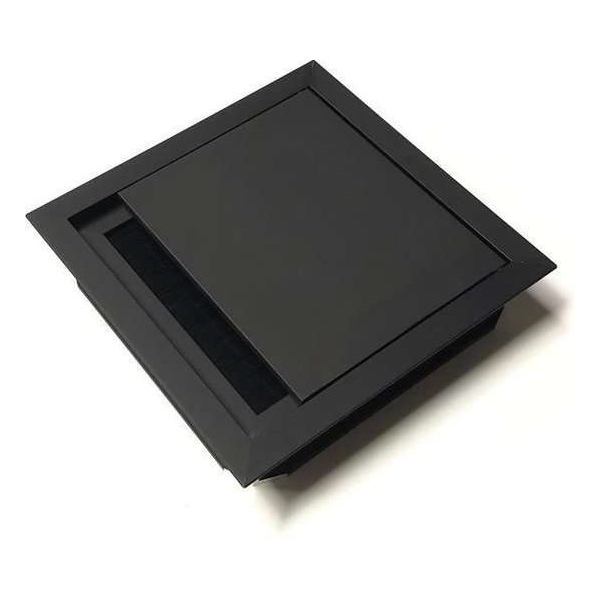 Aluminium kabeldoorvoer 120x120mm zwart met borstel Aluminium kabeldoorvoer 120x120mm zwart met borstel