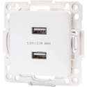 Wandcontactdoos - Aigi Jura - Inbouw - Vierkant - Kunststof - 2-voudig USB Aansluiting - Wit - BES LED