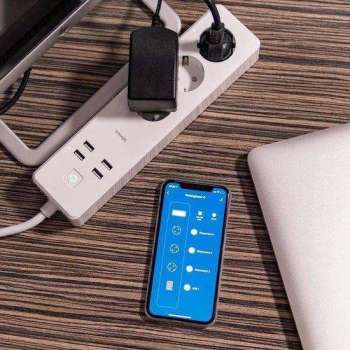 IDINIO Slimme stekkerdoos met USB - 3x stopcontact + 4x USB - Met schakelaar - 1.8 meter