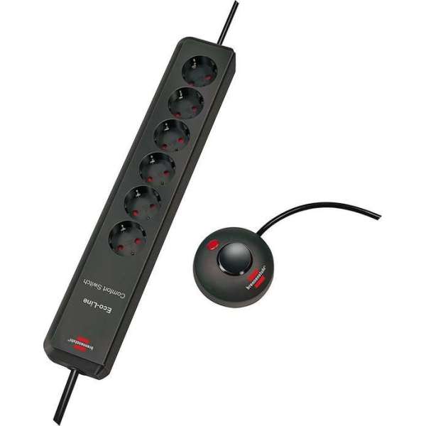 Brennenstuhl Eco-Line Comfort Switch stekkerdoos met 6 contacten en voetschakelaar / zwart - 2 meter Brennenstuhl Eco-Line Comfort Switch stekkerdoos met 6 contacten en voetschakelaar / zwart - 2 meter