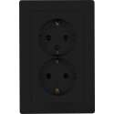 KOPP - Wandcontactdoos - Paris - Inbouw - 1-voudig Dubbel Stopcontact - Randaarde - Kinderbeveiliging - Mat Zwart - BES LED