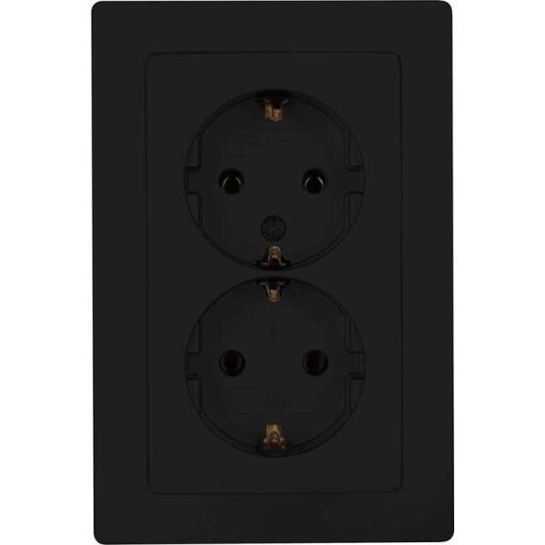 KOPP - Wandcontactdoos - Paris - Inbouw - 1-voudig Dubbel Stopcontact - Randaarde - Kinderbeveiliging - Mat Zwart - BES LED KOPP - Wandcontactdoos - Paris - Inbouw - 1-voudig Dubbel Stopcontact - Randaarde - Kinderbeveiliging - Mat Zwart - BES LED