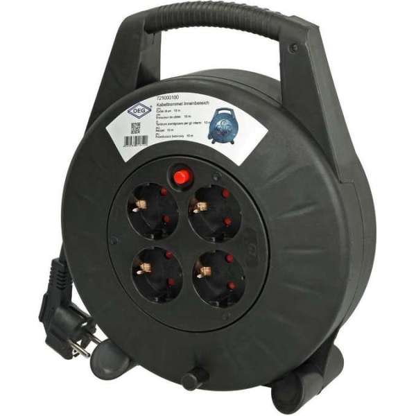 OEG Kabelhaspel Met 4 Stopcontacten - 10 m - 3000 Watt OEG Kabelhaspel Met 4 Stopcontacten - 10 m - 3000 Watt