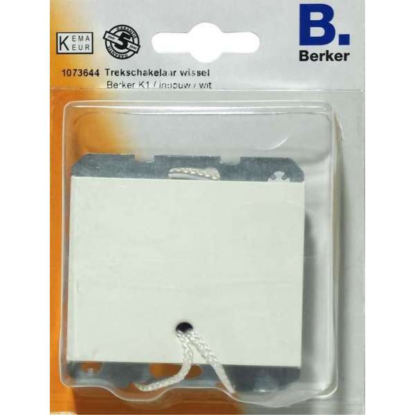 BERKER K1, trekschakelaar wissel inbouw | WIT BERKER K1, trekschakelaar wissel inbouw | WIT