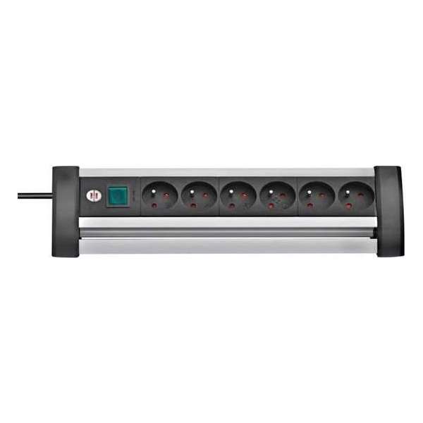 Brennenstuhl Premium Office-Line Alu Power Strip 6 stopcontacten 3m met schakelaar Brennenstuhl Premium Office-Line Alu Power Strip 6 stopcontacten 3m met schakelaar
