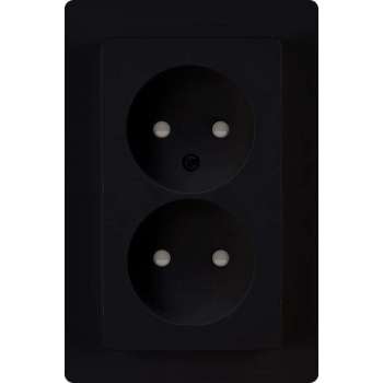 KOPP - Wandcontactdoos - Paris - Inbouw - 1-voudig Dubbel Stopcontact - Kinderbeveiliging - Mat Zwart - BSE