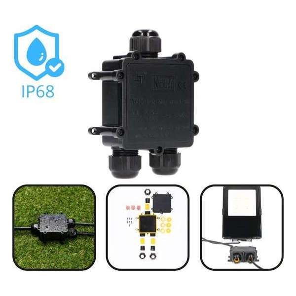 Proventa T-Connection - Waterdichte kabeldoos - Lasdoos met wartel - IP68 - Zwart Proventa T-Connection - Waterdichte kabeldoos - Lasdoos met wartel - IP68 - Zwart
