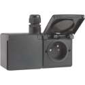 New Hydro dubbele wandcontactdoos voor tuin, garage - ZWART - NIKO (1 ingang)