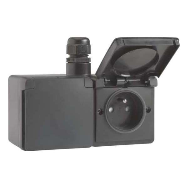 New Hydro dubbele wandcontactdoos voor tuin, garage - ZWART - NIKO (1 ingang) New Hydro dubbele wandcontactdoos voor tuin, garage - ZWART - NIKO (1 ingang)