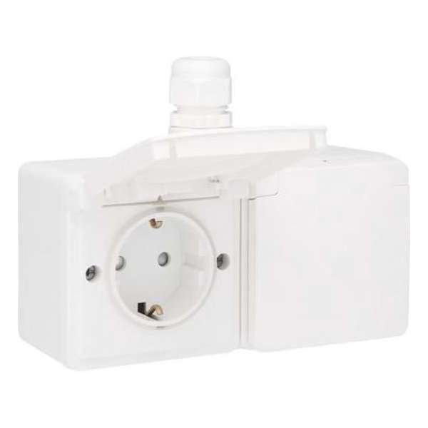 Niko Hydro - buiten stopcontact - WCD 2V + RA - horizontaal - wit Niko Hydro - buiten stopcontact - WCD 2V + RA - horizontaal - wit
