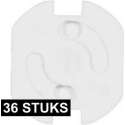 36x Stopcontact beveiliging klem/stopcontactbeveiligers wit met randaarde - Stopcontactbeschermers - Kindveilig