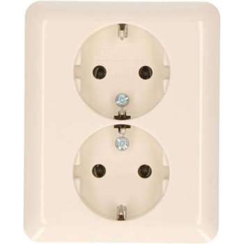 Berker wandcontactdoos M2 dubbel met randaarde inbouw crème