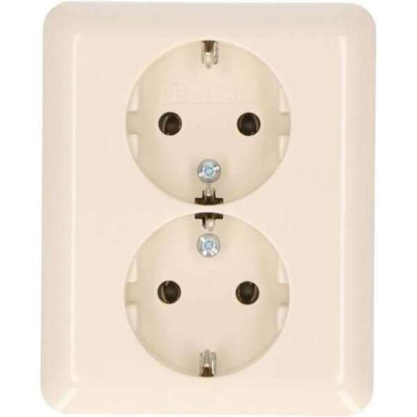 Berker wandcontactdoos M2 dubbel met randaarde inbouw crème Berker wandcontactdoos M2 dubbel met randaarde inbouw crème