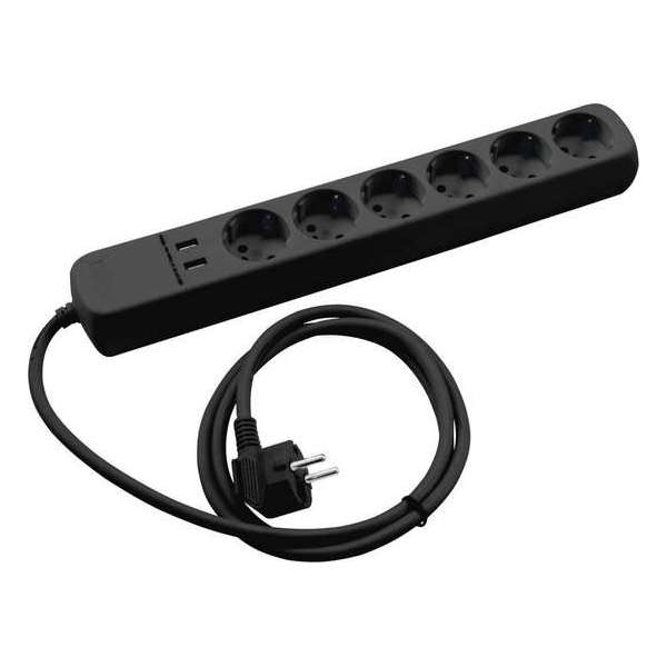 Eurolite stekkerdoos met usb - 6 voudig + 2 usb - zwart - 1.5 meter Eurolite stekkerdoos met usb - 6 voudig + 2 usb - zwart - 1.5 meter