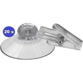 20 x Zuignap 40 mm transparante kunststof klem