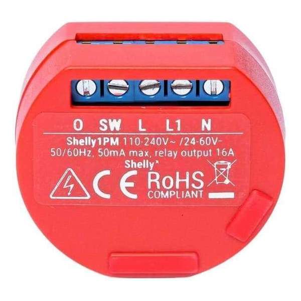 Shelly 1PM single channel relay switch met stroommeter WIFI Shelly 1PM single channel relay switch met stroommeter WIFI