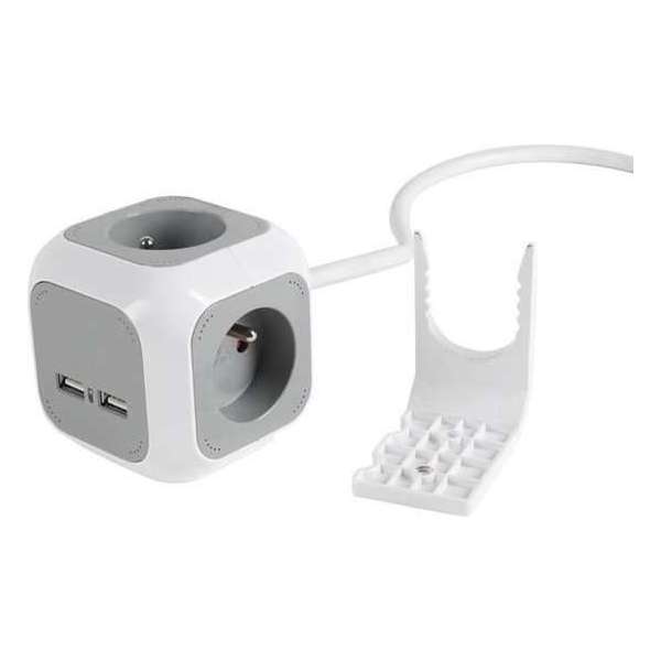 EXPERTLINE Stekkerdoos in witte kubus 4 stopcontacten 16 A 3x1mm² + 2 USB-stopcontacten EXPERTLINE Stekkerdoos in witte kubus 4 stopcontacten 16 A 3x1mm² + 2 USB-stopcontacten