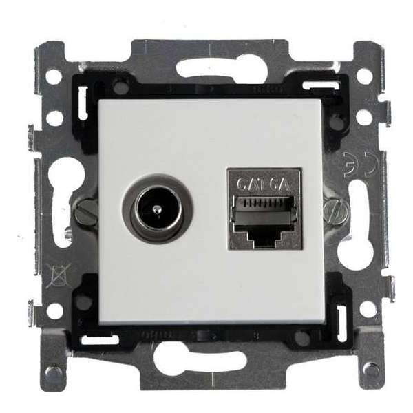 Hirschmann EDB 02 U + CP - Wandcontactdoos 1x RJ 45 inbouw + CAI, Niko compatible Hirschmann EDB 02 U + CP - Wandcontactdoos 1x RJ 45 inbouw + CAI, Niko compatible