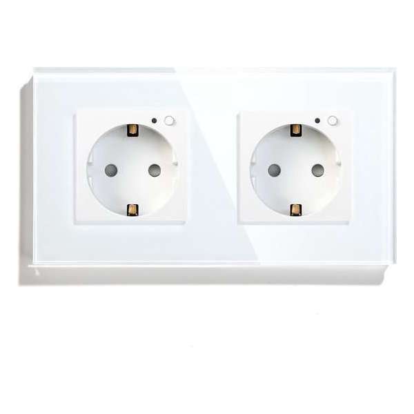 SmartinHuis - Slim tweevoudig stopcontact - Wifi - Wit SmartinHuis - Slim tweevoudig stopcontact - Wifi - Wit