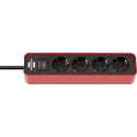 Brennenstuhl 1153240070 power uitbreiding 1,5 m 4 AC-uitgang(en) Binnen Zwart, Rood