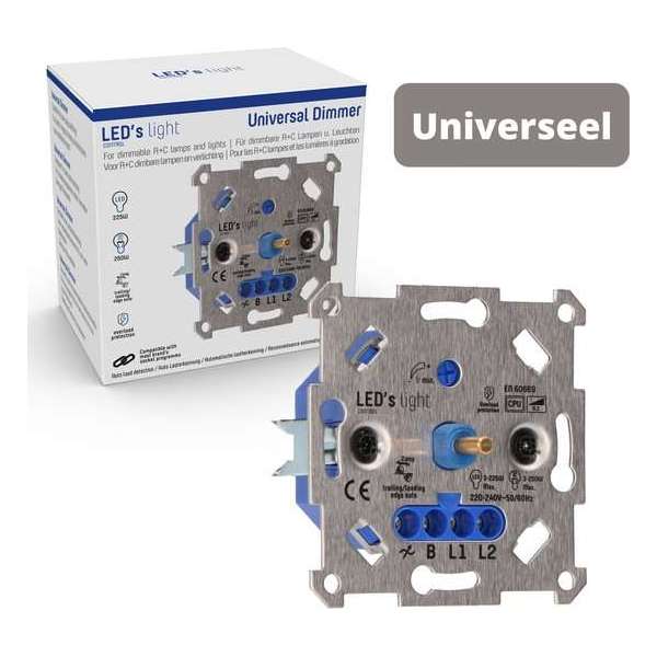 Proventa® Stopcontact Dimmer LED Inbouw tot 250W - Geschikt voor alle lampen - 2 draads Proventa® Stopcontact Dimmer LED Inbouw tot 250W - Geschikt voor alle lampen - 2 draads