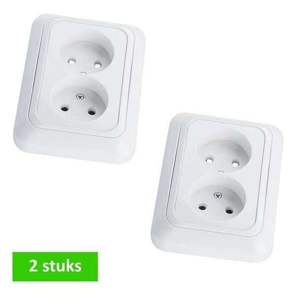 TQ4U dubbele wandcontactdoos - zonder randaarde - inbouw in 1 inbouwdoos - spierwit - 2 STUKS TQ4U dubbele wandcontactdoos - zonder randaarde - inbouw in 1 inbouwdoos - spierwit - 2 STUKS