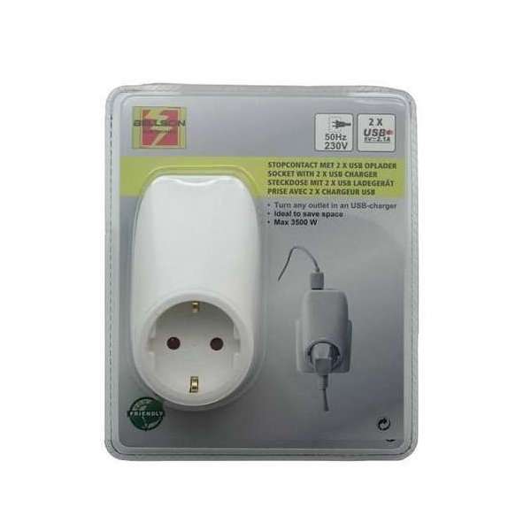 Stopcontact Met Dubbele USB Lader Stopcontact Met Dubbele USB Lader
