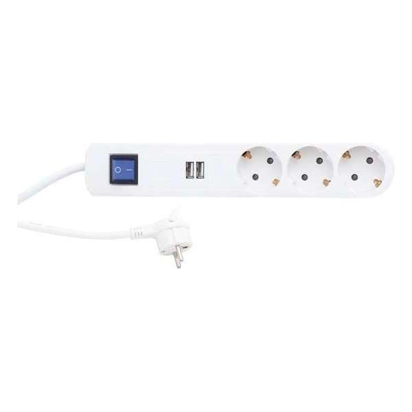 REV Stekkerdoos 6-voudig met aan-/uitschakelaar en 2 USB aansluitingen REV Stekkerdoos 6-voudig met aan-/uitschakelaar en 2 USB aansluitingen
