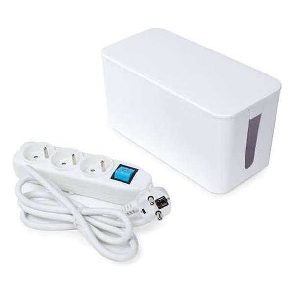 Perel Stekkerdoos 3-voudig 250v 3500w Schuko Wit 2-delig Perel Stekkerdoos 3-voudig 250v 3500w Schuko Wit 2-delig