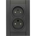 KOPP - Wandcontactdoos - Athenis - Inbouw - 1-voudig Dubbel Stopcontact - Kinderbeveiliging - Mat Antraciet - BES LED