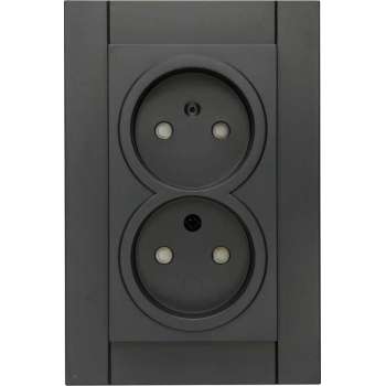 KOPP - Wandcontactdoos - Athenis - Inbouw - 1-voudig Dubbel Stopcontact - Kinderbeveiliging - Mat Antraciet - BES LED
