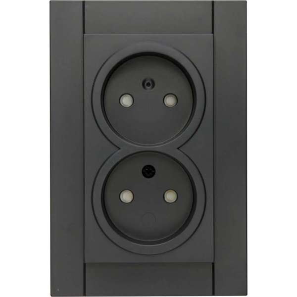 KOPP - Wandcontactdoos - Athenis - Inbouw - 1-voudig Dubbel Stopcontact - Kinderbeveiliging - Mat Antraciet - BES LED KOPP - Wandcontactdoos - Athenis - Inbouw - 1-voudig Dubbel Stopcontact - Kinderbeveiliging - Mat Antraciet - BES LED
