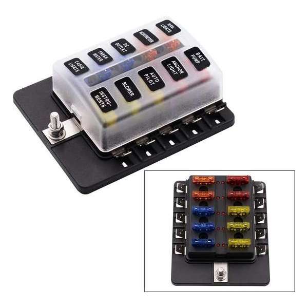 1 in 10 Out-zekeringkast PC-aansluitblok Zekeringshoudersets met LED-waarschuwingsindicator voor auto-vrachtwagenschuur 1 in 10 Out-zekeringkast PC-aansluitblok Zekeringshoudersets met LED-waarschuwingsindicator voor auto-vrachtwagenschuur
