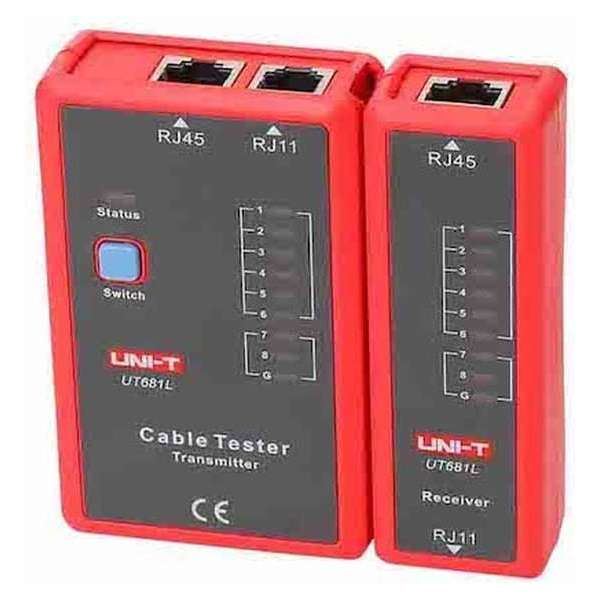 UNI-T UT681L kabeltester voor UTP netwerkkabel met RJ45 (8P8C) en RJ11 (6P4C) connector UNI-T UT681L kabeltester voor UTP netwerkkabel met RJ45 (8P8C) en RJ11 (6P4C) connector