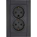 KOPP - Wandcontactdoos - Athenis - Inbouw - 1-voudig Dubbel Stopcontact - Randaarde - Mat Antraciet - BES LED