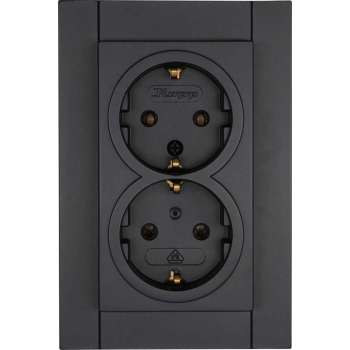 KOPP - Wandcontactdoos - Athenis - Inbouw - 1-voudig Dubbel Stopcontact - Randaarde - Mat Antraciet - BES LED