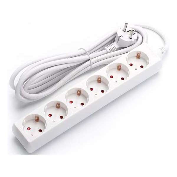 Verlengsnoer - Igan Synci - 3680W - 6 Stopcontacten - 3 Meter - Wit | Nederland Verlengsnoer - Igan Synci - 3680W - 6 Stopcontacten - 3 Meter - Wit | Nederland