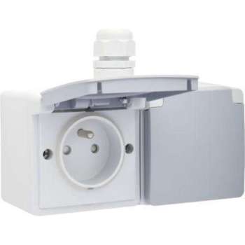 New Hydro dubbele wandcontactdoos voor tuin, garage - GRIJS - NIKO (1 ingang)