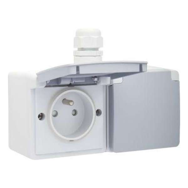 New Hydro dubbele wandcontactdoos voor tuin, garage - GRIJS - NIKO (1 ingang) New Hydro dubbele wandcontactdoos voor tuin, garage - GRIJS - NIKO (1 ingang)