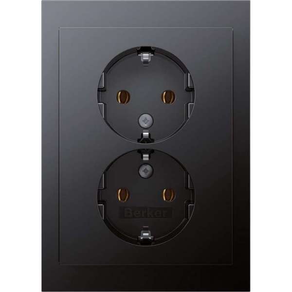 Berker K1 contactdoos – inbouw – 2–voudig – randaarde – antraciet Berker K1 contactdoos – inbouw – 2–voudig – randaarde – antraciet