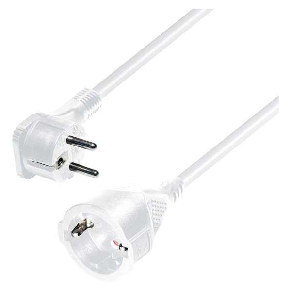 Transmedia Geaarde stroom verlengkabel met platte stekker - 3x 1,50mm / wit - 10 meter
