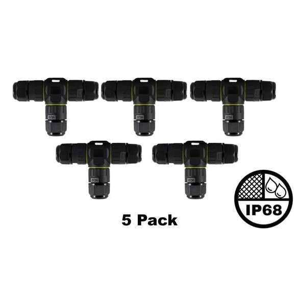 5 Pack - Waterdichte kabelverbinder T (3 uitgangen), IP68, Kabeldikte: 0,5-2,5 mm² 5 Pack - Waterdichte kabelverbinder T (3 uitgangen), IP68, Kabeldikte: 0,5-2,5 mm²