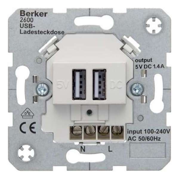 Berker USB stopcontact - 2 voudig - 1.4A - basiselement Berker USB stopcontact - 2 voudig - 1.4A - basiselement