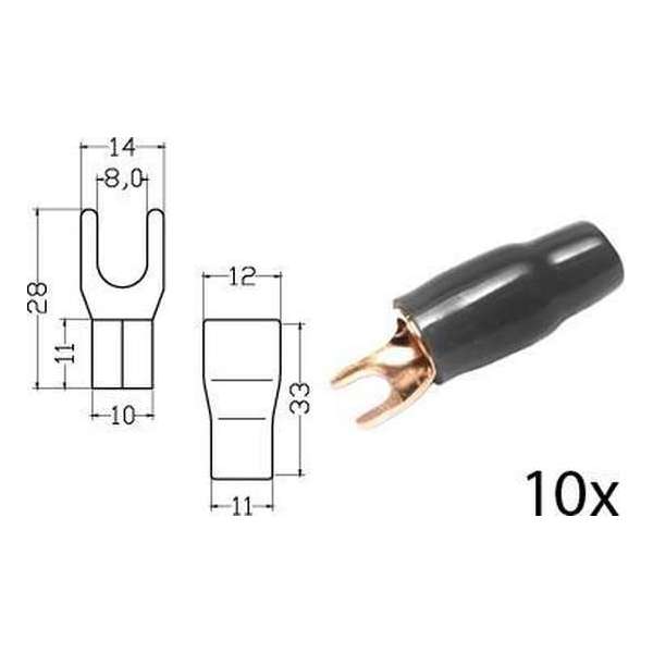 Kabelschoen vork verguld zwart 35mm² diam 8mm Kabelschoen vork verguld zwart 35mm² diam 8mm